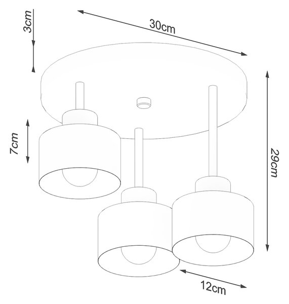 Sollux Φωτιστικό οροφής Savara 3,ατσάλι,3xE27/60w