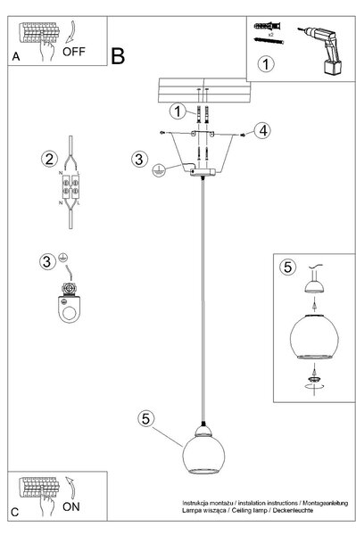 Sollux Κρεμαστό φωτιστικό Alino 1,1xE27/60w,μαύρο