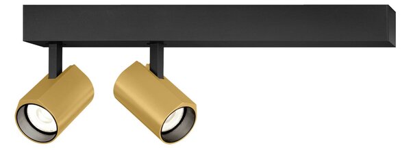 Wever & Ducré Lighting WEVER DUCRÉ Προβολέας LED Ceno μαύρος/χρυσός 2.700 K 2 φτερά, ρυθμιζόμενος, Μαύρο, Σαλόνι / τραπεζαρία, Αλουμίνιο, σύγχρονο