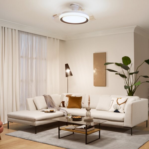Philips Ανεμιστήρας οροφής LED Bliss, χρυσός/λευκός, DC, αθόρυβος, ρυθμιζόμενος, Λευκό, Σαλόνι / τραπεζαρία, Μέταλλο, σύγχρονο