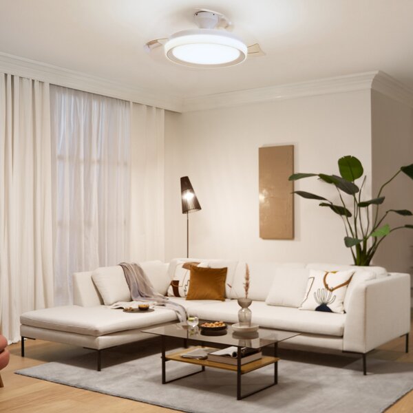Philips Ανεμιστήρας οροφής LED Bliss, λευκός, DC, αθόρυβος, ρυθμιζόμενος, Λευκό, Σαλόνι / τραπεζαρία, Μέταλλο, σύγχρονο