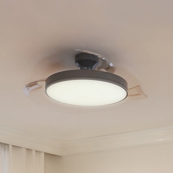 Philips Ανεμιστήρας οροφής LED Atlas, νικέλιο, αθόρυβος, CCT, ρυθμιζόμενος, Μεταλλικό, Σαλόνι / τραπεζαρία, Μέταλλο, σύγχρονο