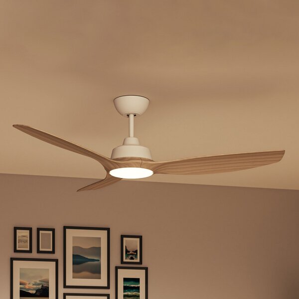 Philips Ανεμιστήρας LED Olas, Ø 132 εκ., καφέ/λευκό, CCT, ρυθμιζόμενος, Λευκό, Σαλόνι / τραπεζαρία, Πλαστικό, σύγχρονο