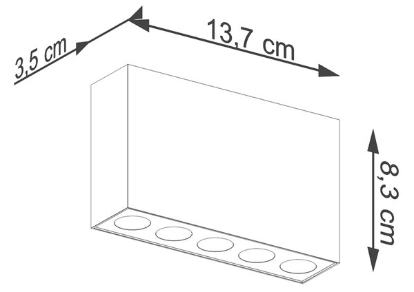 Sollux Φωτιστικό οροφής Sole 5,5xLED/11w, Χρώμα μαύρο