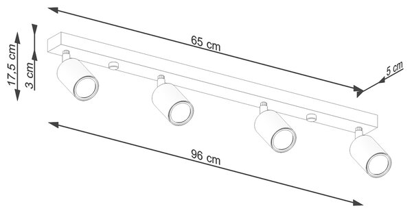 Sollux Φωτιστικό οροφής Verdo 4,4xGU10/10w, Χρώμα λευκό/ξύλο