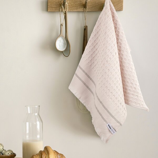 Ποτηρόπανο Πικέ (40x60) Nima Honeycomb Pink