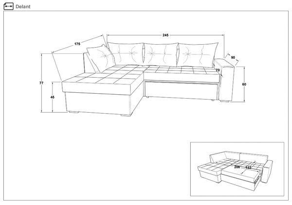 Γωνιακός καναπές κρεβάτι Delant