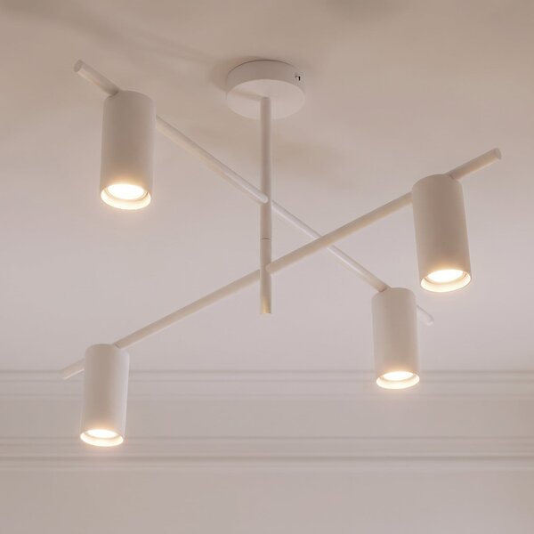 Lindby Φωτιστικό οροφής Marilou, λευκό, 4 λάμπες, Ø 70 cm, ρυθμιζόμενος, Λευκό, Σαλόνι / τραπεζαρία, Μέταλλο, σύγχρονο