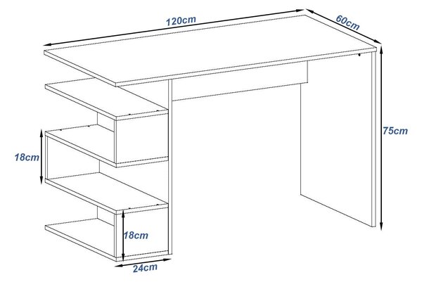 Γραφείο Ξύλινο JOWELL White/Tacho 120x60x75