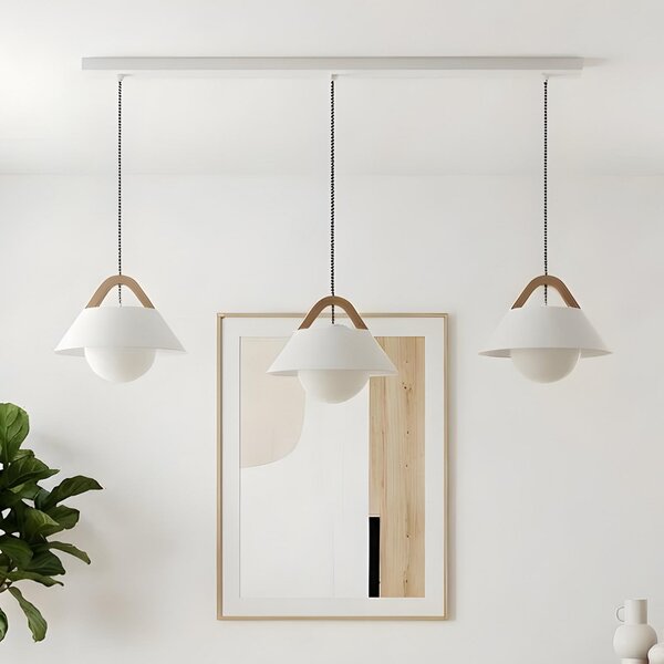Luminex Κρεμαστό φωτιστικό Funda, λευκό, μήκος 110 εκ., 3 λάμπες, μέταλλο/γυαλί, ρυθμιζόμενος, Λευκό, Σαλόνι / τραπεζαρία, Μέταλλο, Σκανδιναβικό