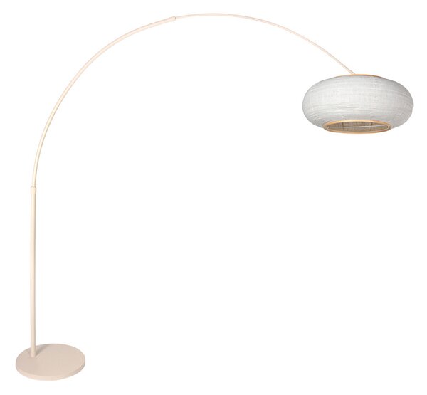 Steinhauer Καμπύλη λάμπα δαπέδου Sparkled Light κρεμ/γκρι λινό, 240 cm, Μπεζ, Σαλόνι / τραπεζαρία, Μέταλλο