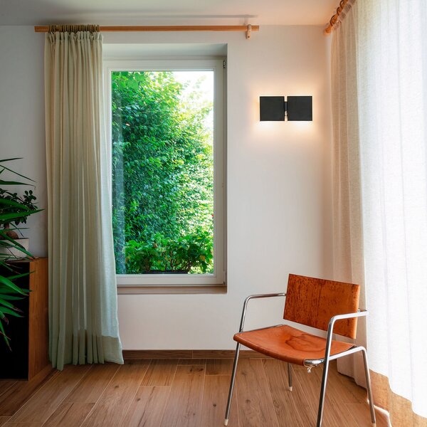 Wever & Ducré Lighting WEVER DUCRÉ Φωτιστικό τοίχου CG Square μαύρο Πλάτος 21 εκ. 2 φωτιστικά, Μαύρο, Σαλόνι / τραπεζαρία, Μέταλλο, σύγχρονο
