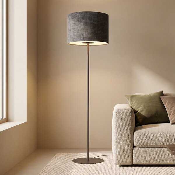 Nowodvorski Lighting Φωτιστικό δαπέδου Amarela, μαύρο μελανζέ, ύφασμα, E27, Μαύρο, Σαλόνι / τραπεζαρία, Ύφασμα / Κλωστοϋφαντουργία, σύγχρονο