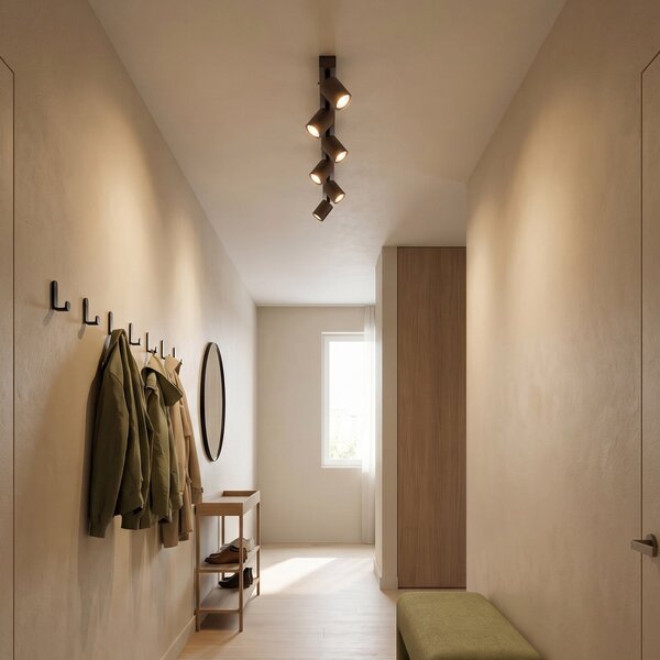 TK Lighting Spot οροφής Top, ρυθμιζόμενο, καφέ, έξι φλογών γραμμικό, ρυθμιζόμενος, Καφέ / Σκουριάς, Σαλόνι / τραπεζαρία, Μέταλλο, σύγχρονο, Οροφή πολλαπλής φλόγας