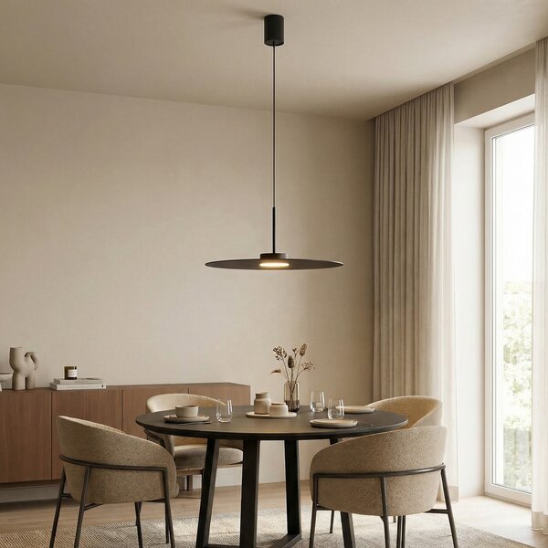 Nowodvorski Lighting Κρεμαστό φωτιστικό Simone, μαύρο, ατσάλι, Ø 40 cm, GX53, ρυθμιζόμενος, Μαύρο, Σαλόνι / τραπεζαρία, Μέταλλο, σύγχρονο