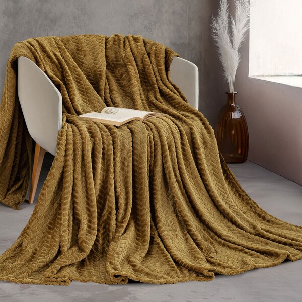 Κουβέρτα Fleece Υπέρδιπλη (220x240) Rythmos Harmonie Χρυσο
