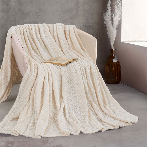 Κουβέρτα Fleece Υπέρδιπλη (220x240) Rythmos Harmonie Εκρου