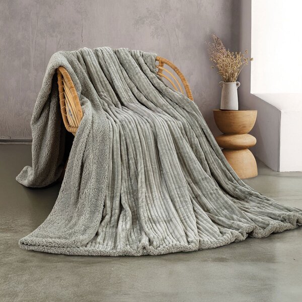 Κουβέρτα Fleece Υπέρδιπλη Με Γουνάκι (220x240) Rythmos Jollein Γκρι