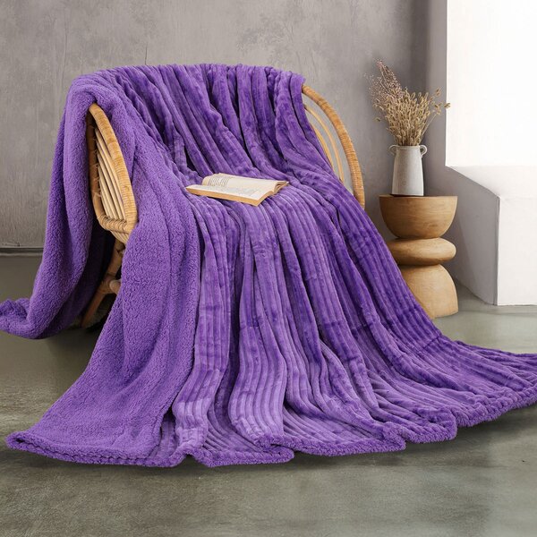 Κουβέρτα Fleece Υπέρδιπλη Με Γουνάκι (220x240) Rythmos Jollein Μωβ