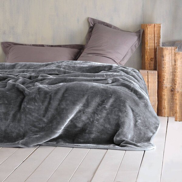 Κουβέρτα Βελουτέ Υπέρδιπλη (220x240) Rythmos Velour Γκρι Σκουρο