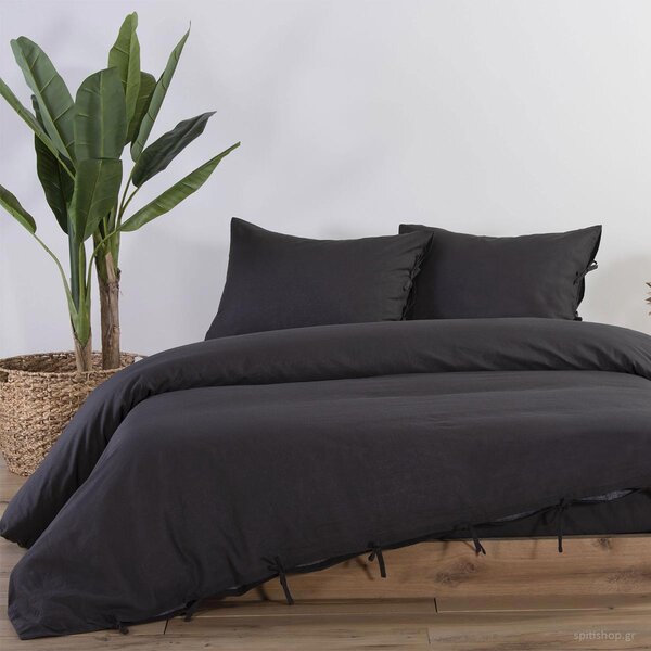Παπλωματοθήκη King Size (240x260) Nef-Nef Homeware Cotton Linen Anthracite
