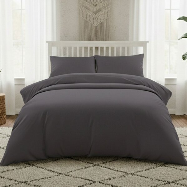 Σεντόνι King Size Με Λάστιχο (180x200+35) Melinen Lavish Satin D.Grey Dark Grey