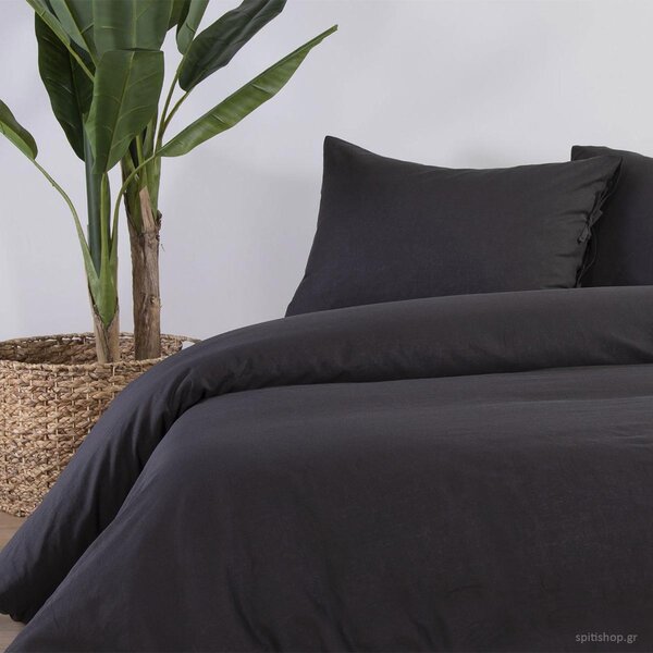 Σεντόνι Μονό Επίπεδο (170x270) Nef-Nef Homeware Cotton Linen Anthracite