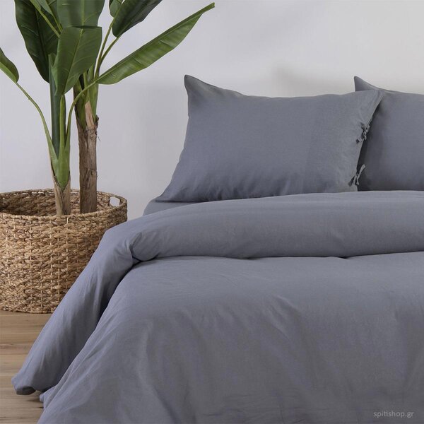 Σεντόνι Μονό Επίπεδο (170x270) Nef-Nef Homeware Cotton Linen Grey