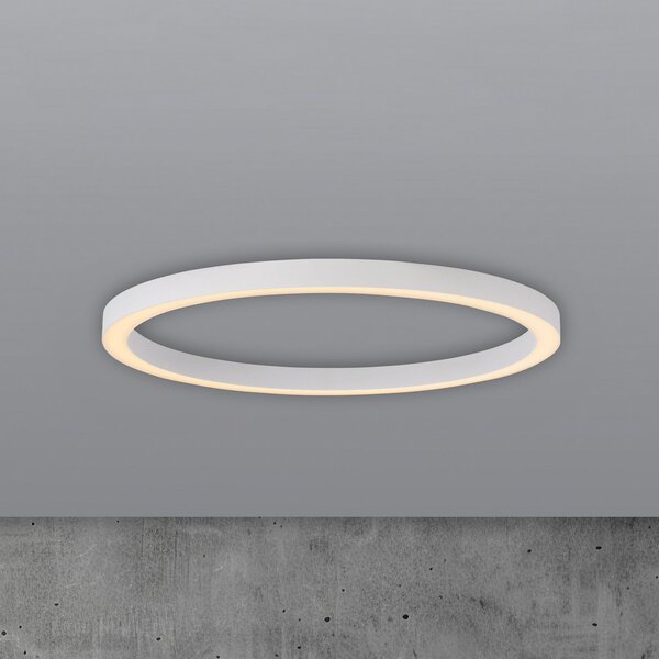 PURE LED φωτιστικό οροφής Lines, Ø 70 cm, λευκό, τηλεχειριστήριο CCT, ρυθμιζόμενος, Λευκό, Σαλόνι / τραπεζαρία, Μέταλλο, σύγχρονο