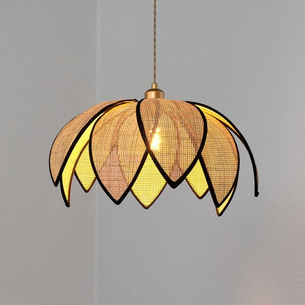 OSRAM Κρεμαστή λάμπα Decor Rattan Lotus, Ø 48 cm, μπεζ, E27, ρυθμιζόμενος, Μπεζ, Σαλόνι / τραπεζαρία, Ξύλο, Μεσογειακός