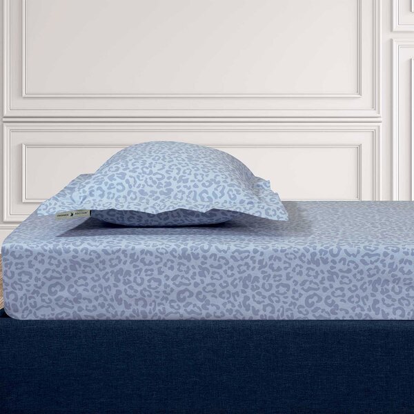 Σεντόνι Υπέρδιπλο Με Λάστιχο (160x200+35) Greenwich Polo Club Loft Leopard 2288 Baby Blue