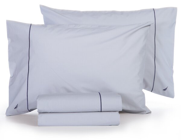 Σεντόνια Διπλά (Σετ) Nautica By Nef-Nef Homeware Nau Wave Solid Silver