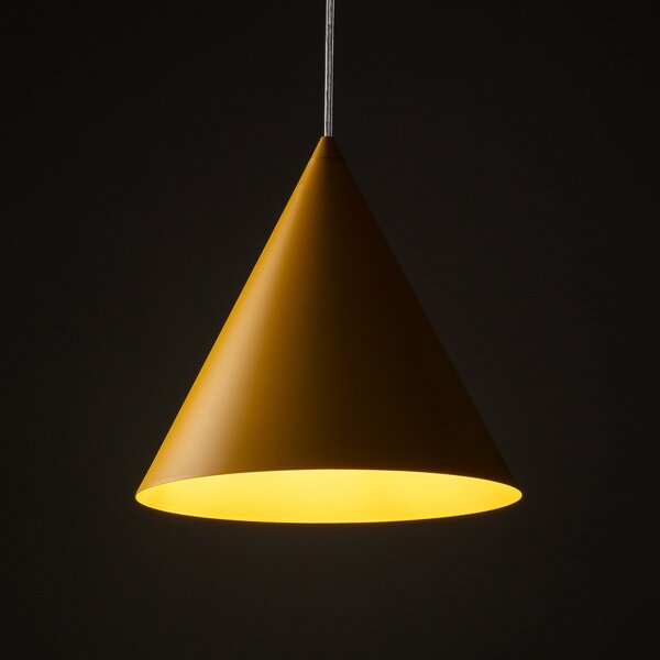TK Lighting Κρεμαστό φωτιστικό Cono, 1 λάμπα, Ø 25 cm, κίτρινο, E27, ρυθμιζόμενος, Κίτρινο, Σαλόνι / τραπεζαρία, Μέταλλο, σύγχρονο