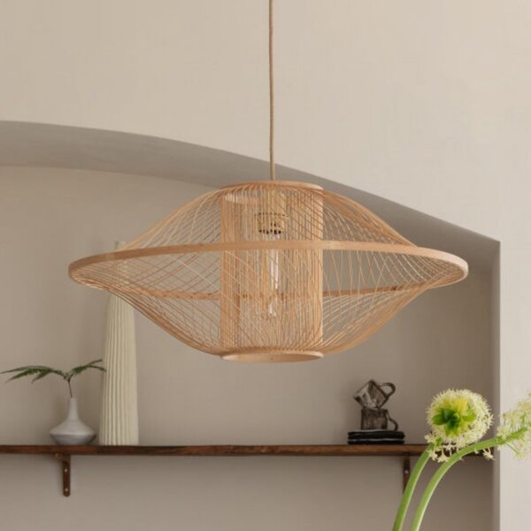 Good & Mojo GOOD MOJO Κρεμαστό φωτιστικό Maui, φυσικό, Ø 70 cm, μπαμπού, E27, ρυθμιζόμενος, Ξύλου, Σαλόνι / τραπεζαρία, Μπαμπού, σχεδιασμός