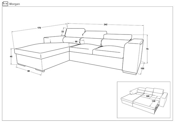 Γωνιακός καναπές Morgan