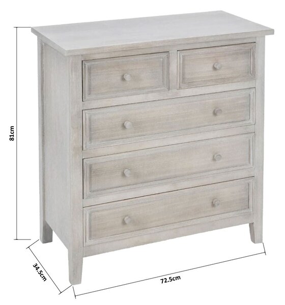 Συρταριέρα 5 Θέσεων (72.5x34.5x81) A-S Charme Natural 121474C