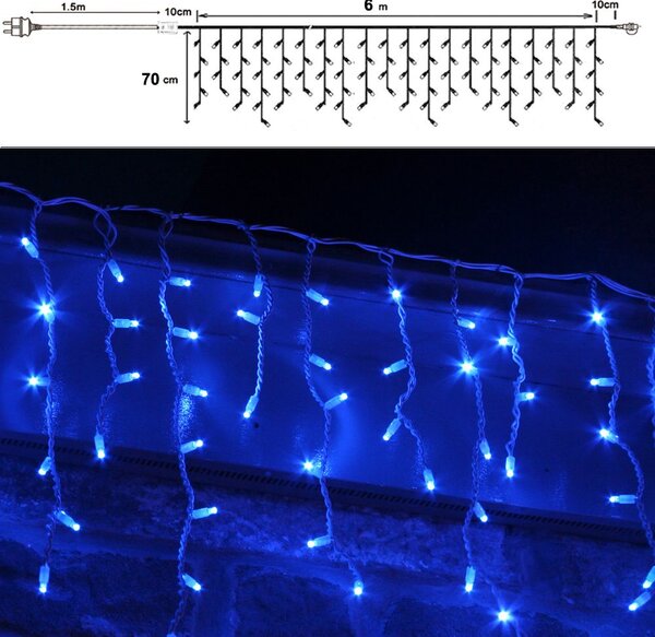 Λαμπάκια Κουρτίνα Σταλακτίτες 300 led Με Πρόγραμμα Μπλε Φως 600x70εκ. iliadis 75023