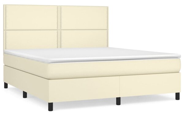 VidaXL Κρεβάτι Boxspring με Στρώμα Κρεμ 160x200εκ. από Συνθετικό Δέρμα