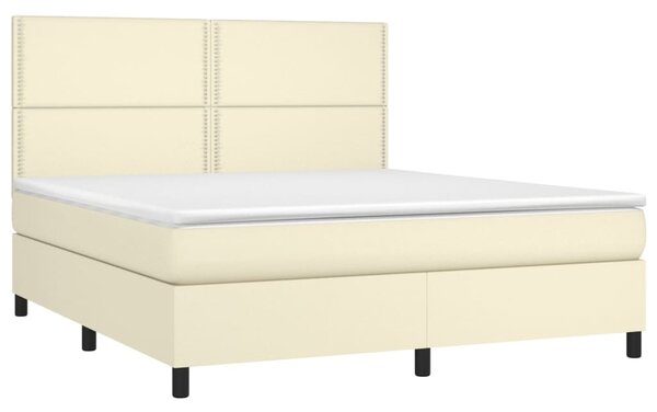 VidaXL Κρεβάτι Boxspring με Στρώμα Κρεμ 160x200εκ. από Συνθετικό Δέρμα