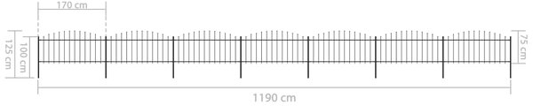 VidaXL Κάγκελα Περίφραξης με Λόγχες Μαύρα (0,5-0,75)x11,9 μ. Ατσάλινα