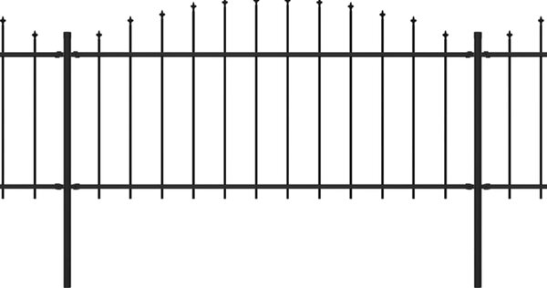 VidaXL Κάγκελα Περίφραξης με Λόγχες Μαύρα (0,5-0,75)x11,9 μ. Ατσάλινα