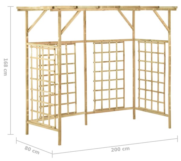 VidaXL Πέργκολα Κήπου για Τρεις Κάδους Απορριμμάτων από Ξύλο Πεύκου