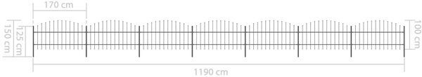 VidaXL Κάγκελα Περίφραξης με Λόγχες Μαύρα (0,75-1) x 11,9 μ. Ατσάλινα