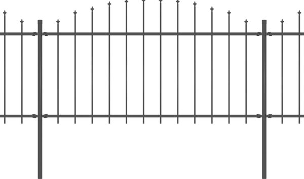 VidaXL Κάγκελα Περίφραξης με Λόγχες Μαύρα (1,25-1,5) x 6,8 μ. Ατσάλινα