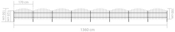 VidaXL Κάγκελα Περίφραξης με Λόγχες Μαύρα (0,75-1) x 13,6 μ. Ατσάλινα