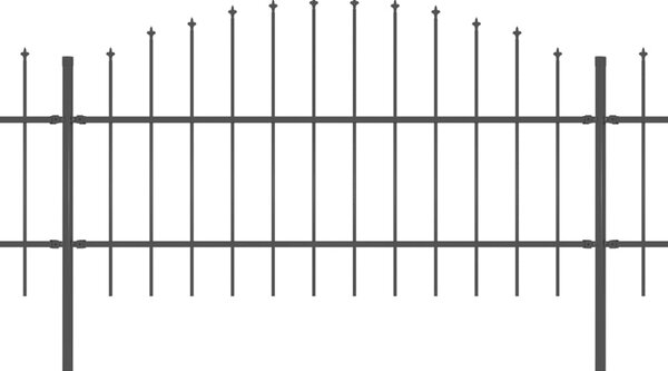 VidaXL Κάγκελα Περίφραξης με Λόγχες Μαύρα (0,75-1) x 13,6 μ. Ατσάλινα