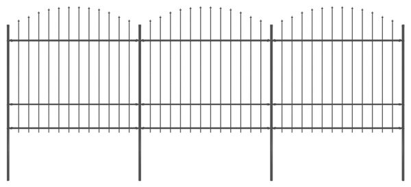 VidaXL Κάγκελα Περίφραξης με Λόγχες Μαύρα (1,5-1,75) x 5,1 μ. Ατσάλινα