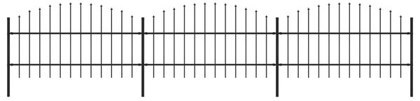 VidaXL Κάγκελα Περίφραξης με Λόγχες Μαύρα (0,75-1) x 5,1 μ. Ατσάλινα