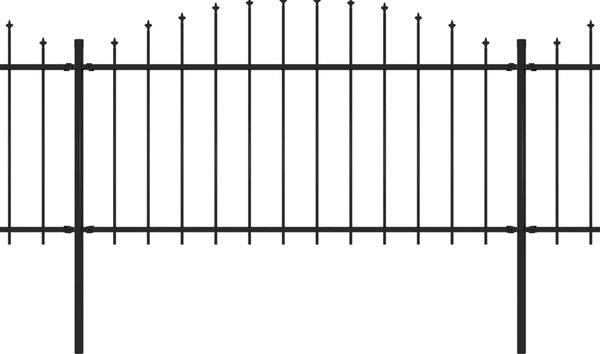 VidaXL Κάγκελα Περίφραξης με Λόγχες Μαύρα (1,25-1,5) x 5,1 μ. Ατσάλινα