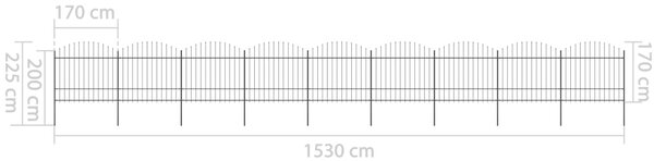 VidaXL Κάγκελα Περίφραξης με Λόγχες Μαύρα (1,5-1,75)x15,3 μ. Ατσάλινα